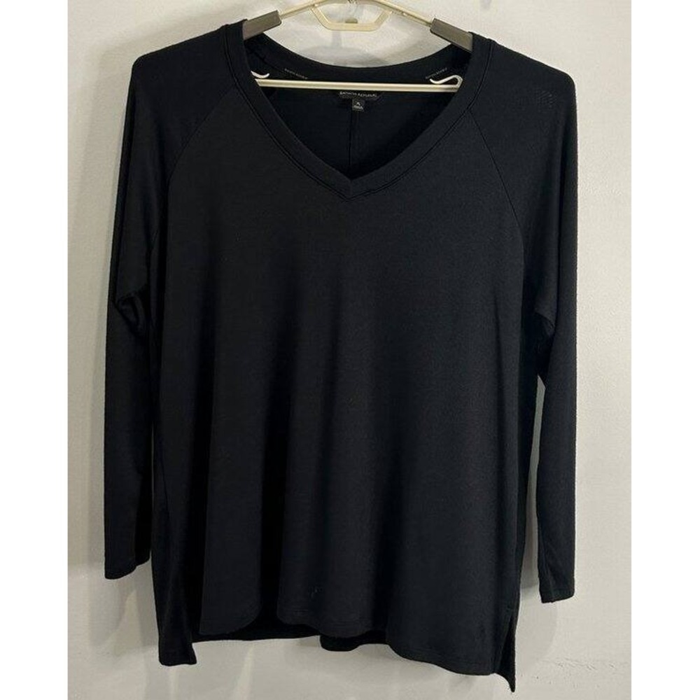 Banana Republic Black V Neck Soft Swing Tunic Shirt Long Sleeve Womens XL